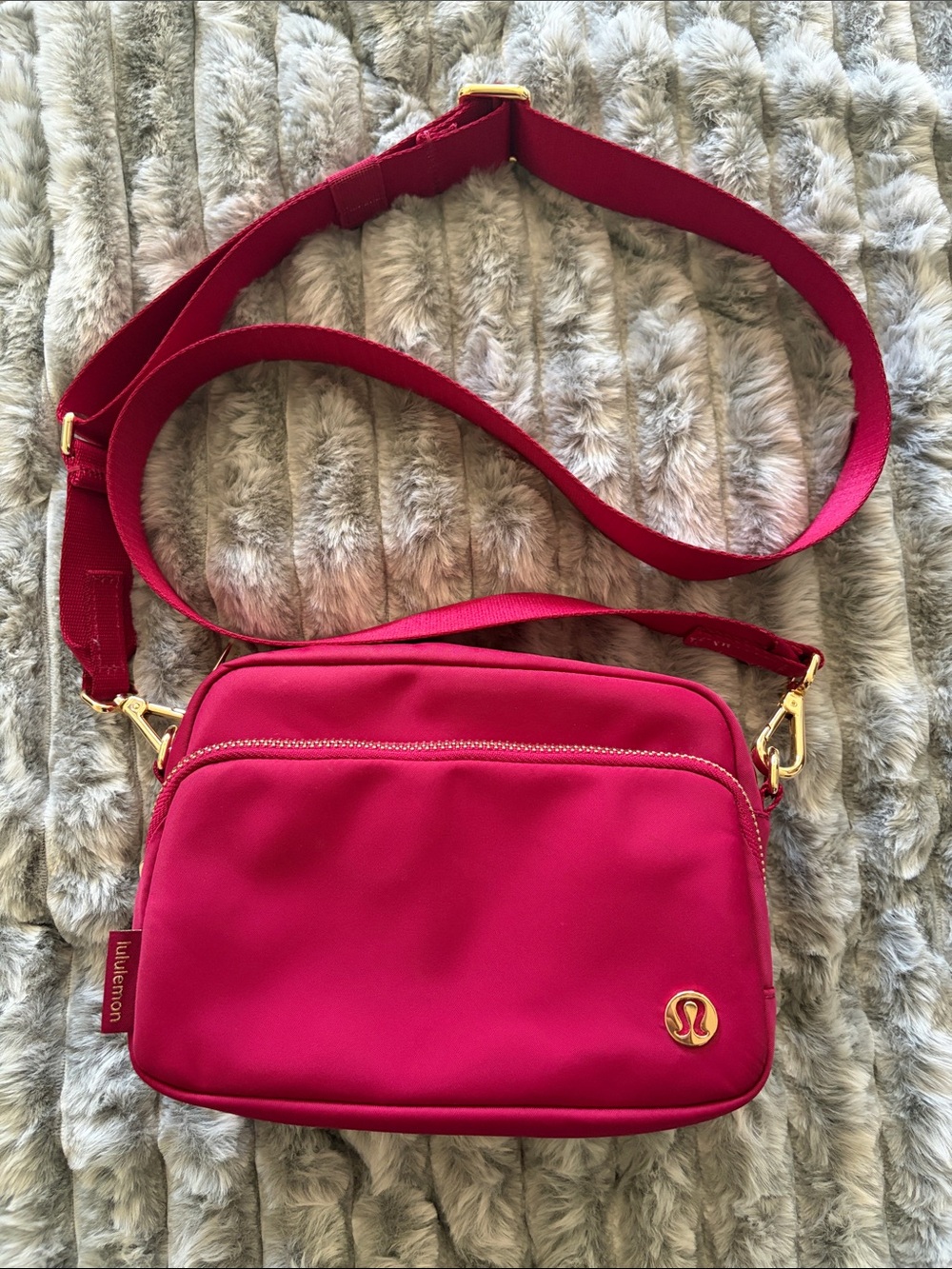 lululemon athletica Hot Pink Crossbody Bag with Gold Hardware
